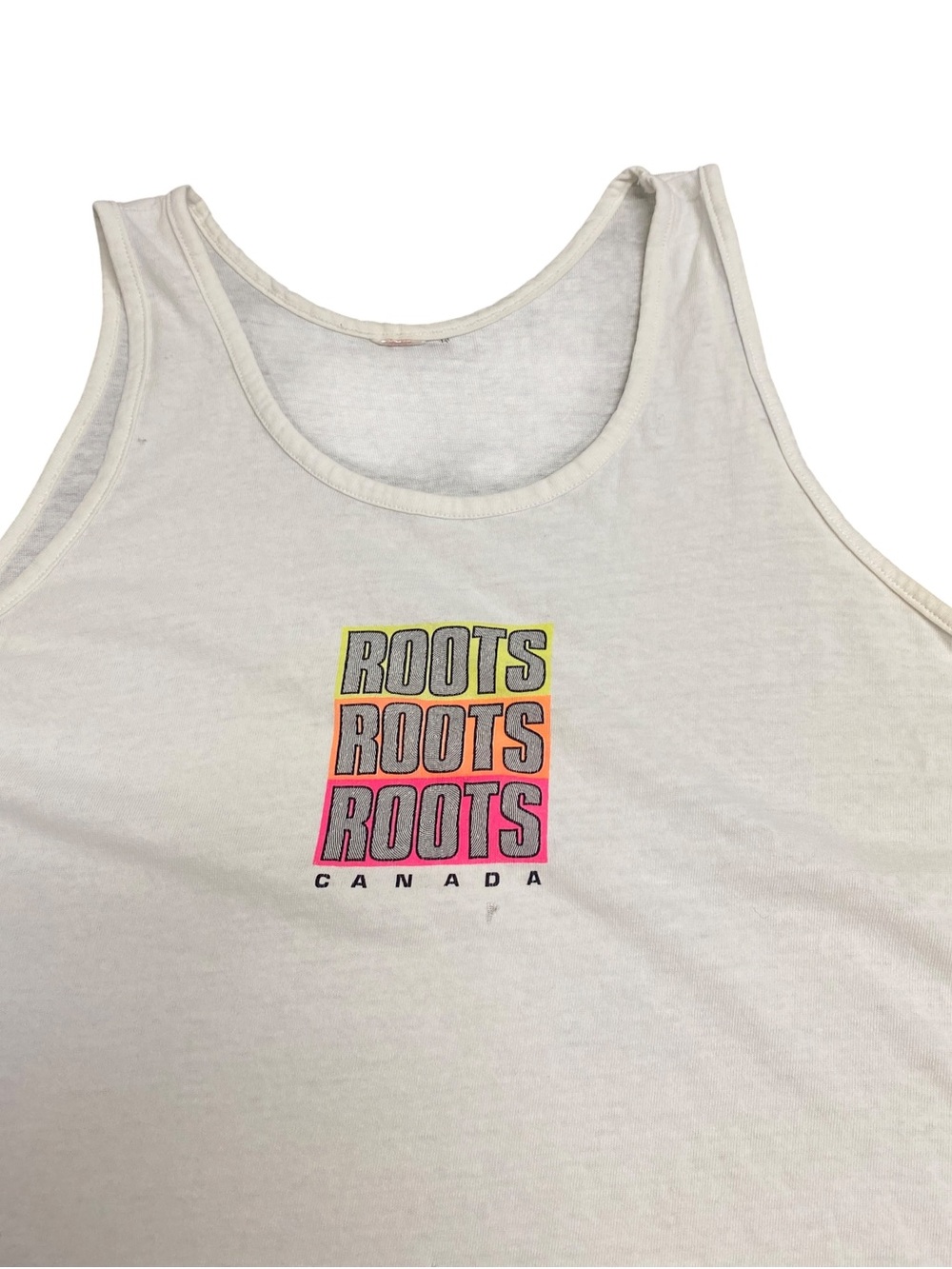 Vintage Roots Canada Tank Top White Spell Out Logo